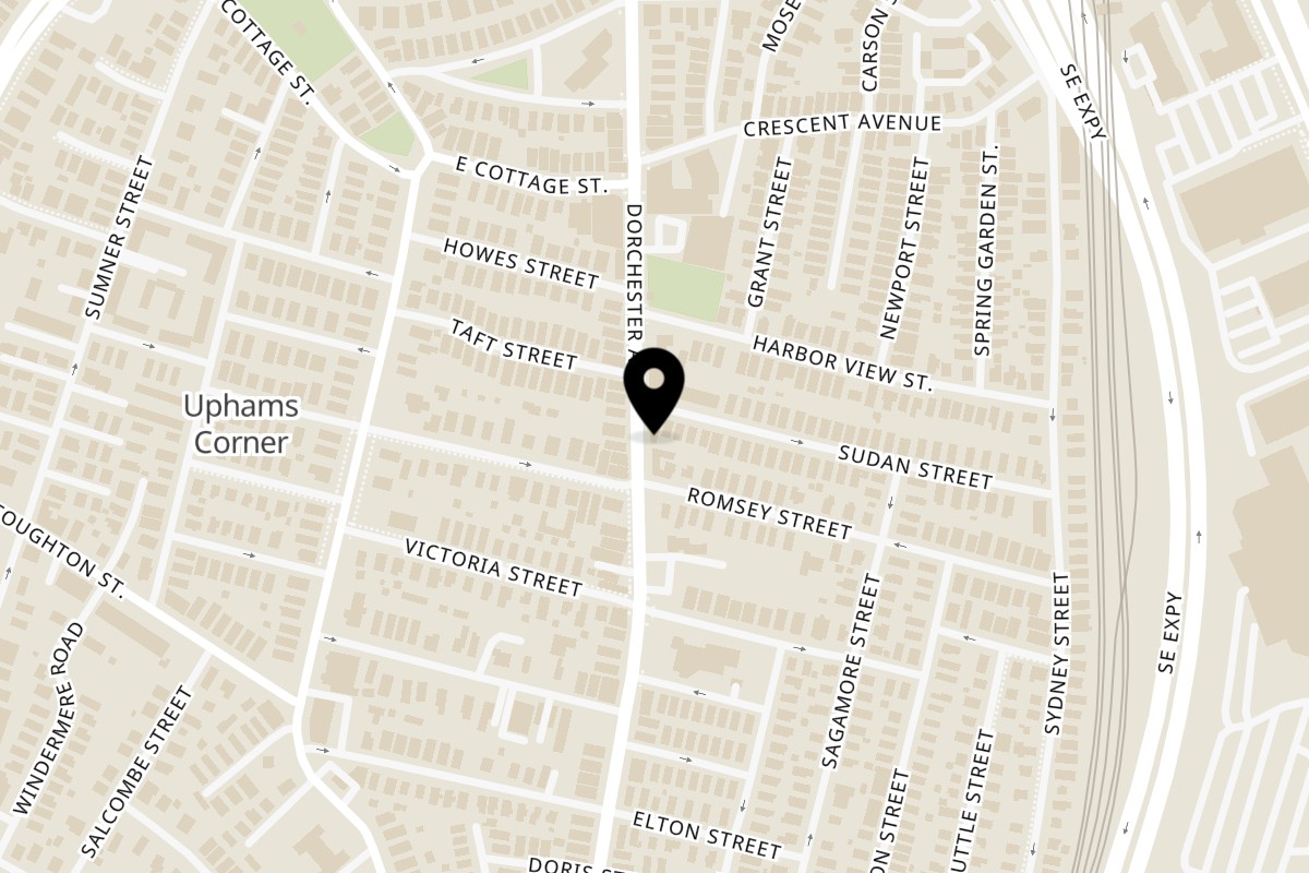 Map showing the location of The Munchie Station on 996 Dorchester Ave in Dorchester
